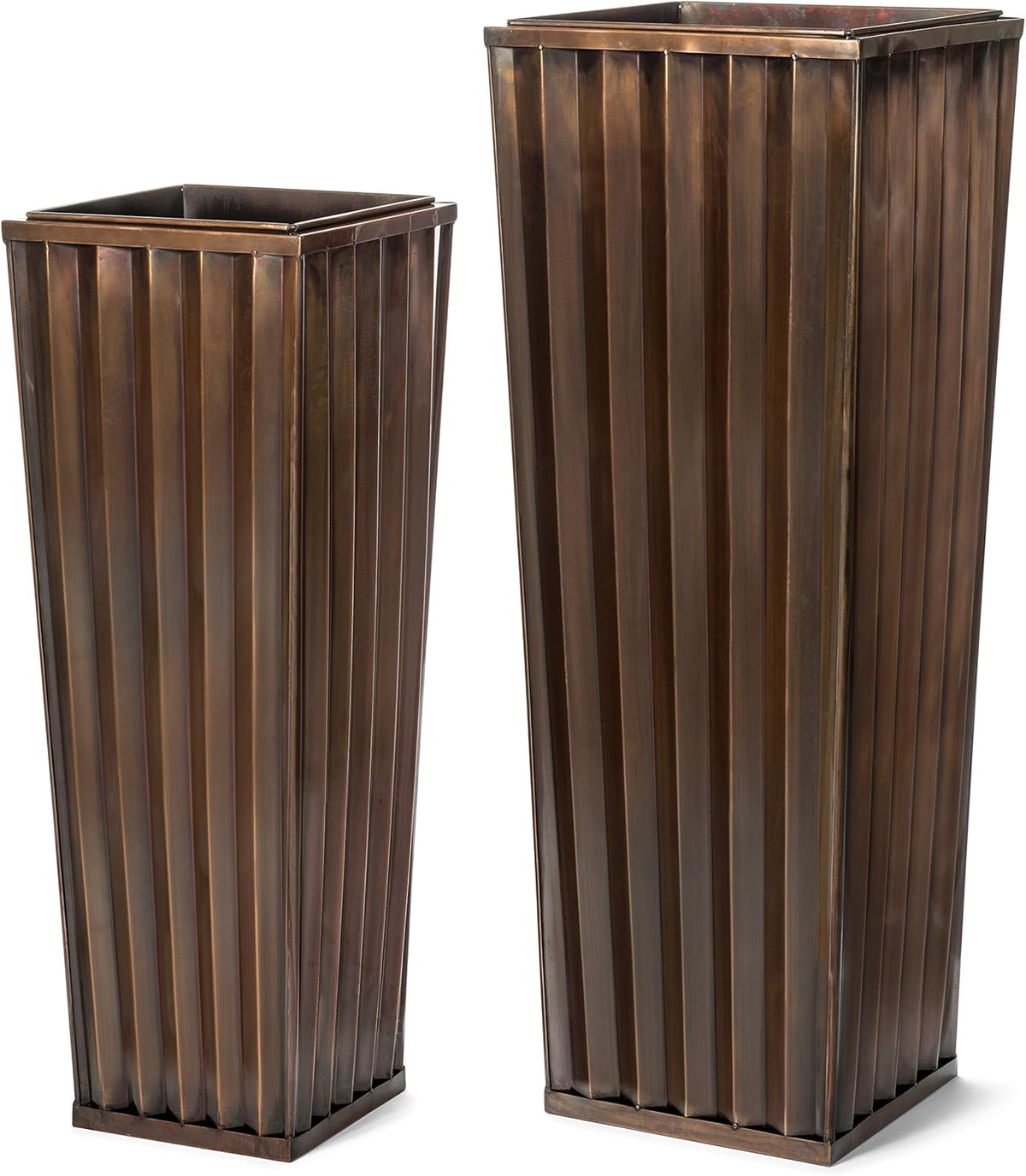 H Potter Tall Outdoor Indoor Planter Patio Deck Flower Ribbed Garden Planters Antique Copper Finish