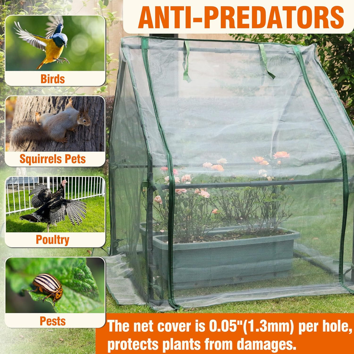 Gardzen Mini Greenhouse with Mesh Cover, Portable Outdoor Greenhouse, Enhanced Ventilation, Ideal