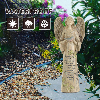 DUSVALLY Angel Statue, Memory Guardian Garden Decor, 10" H Waterproof Outdoor Angel Figurine