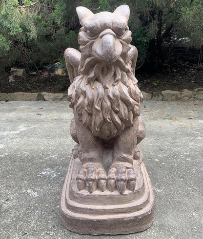 Zaer Ltd. Set of 2 Garden Griffin Statues, Magnesium-Cement Sculptures, 28.3" H Outdoor Entrance