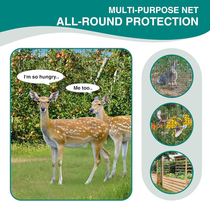 FRUITEAM 8ft×165ft Deer-Fence,Deer-Netting for Garden,Wildlife Netting,Heavy Duty Garden Fencing