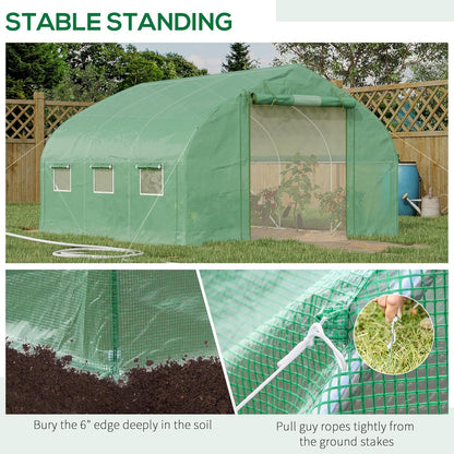 Outsunny 11.5' x 10' x 6.5' Walk-in Tunnel Greenhouse, Green House with Zippered Mesh Door, 7 Mesh