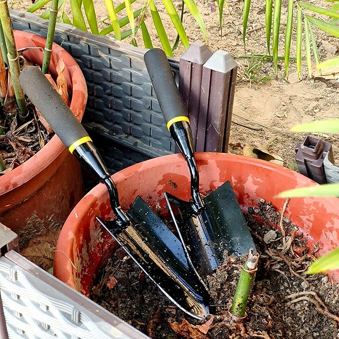 2-in-1 Trowel and Transplanter Gardening Tool Set, Outdoor Hand Tools, with Non-Slip Handle and