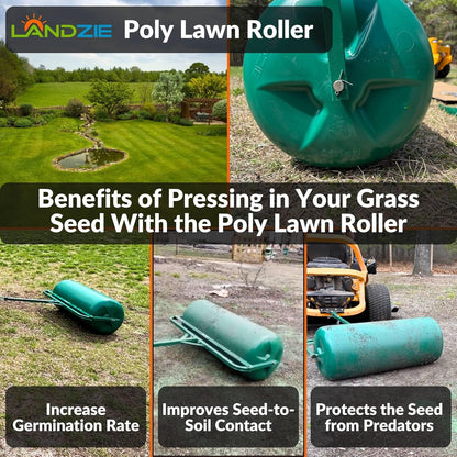 Landzie 36 Inch Poly Lawn Roller – 21.1 Gallon Heavy Duty Sod and Yard Roller for Boosting Seed to