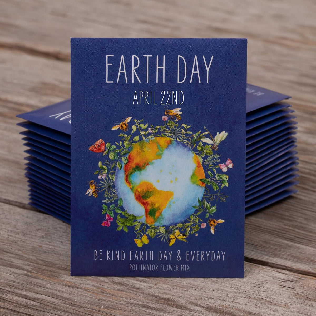 Bentley Seed Co. | Earth Day Planet Pollinator Flowers | Illustrated Bee Butterfly Flower Seed