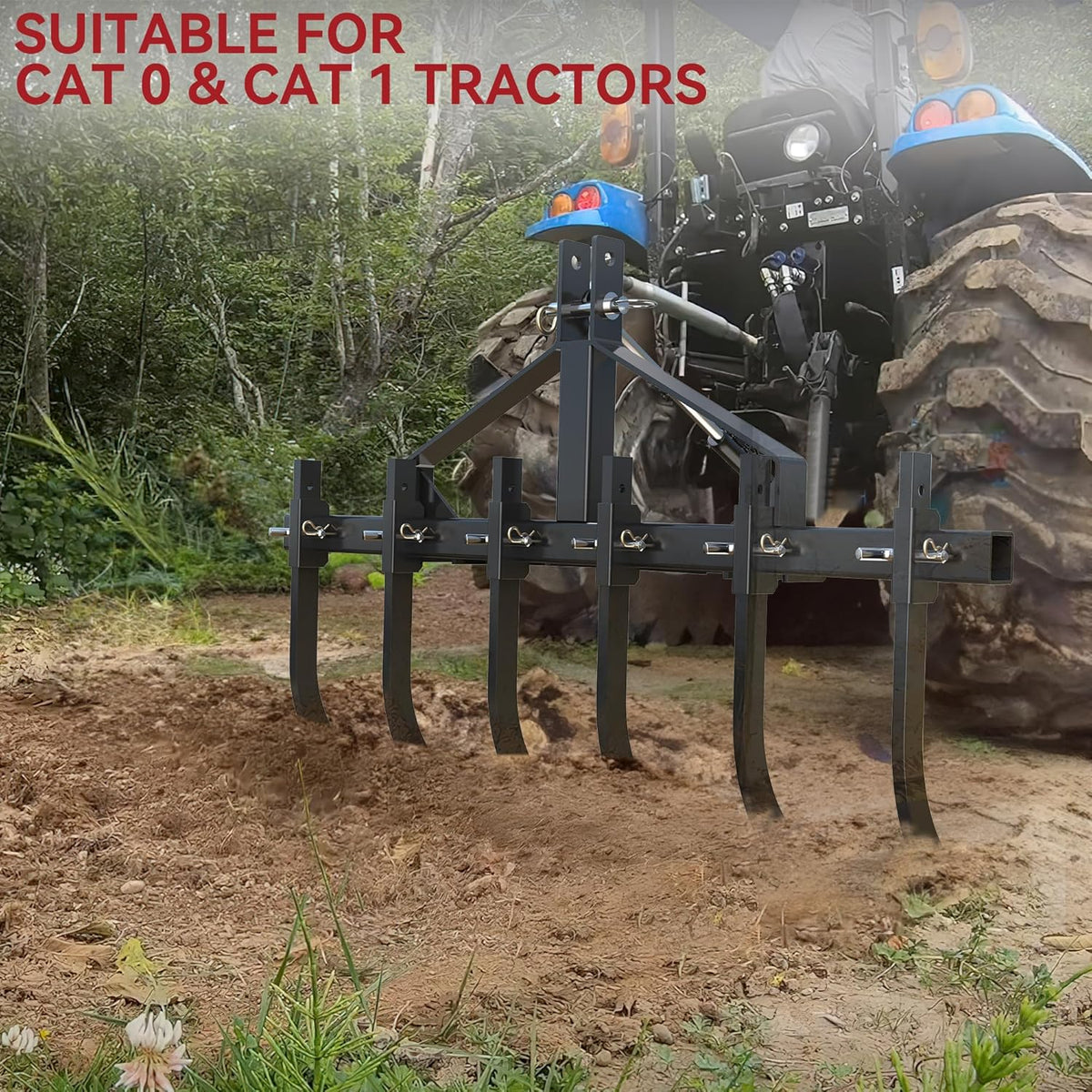YITAMOTOR 48-Inch Heavy Duty Detachable Chisel Plow Scarifier Cultivator with 6 Scarifier Shanks