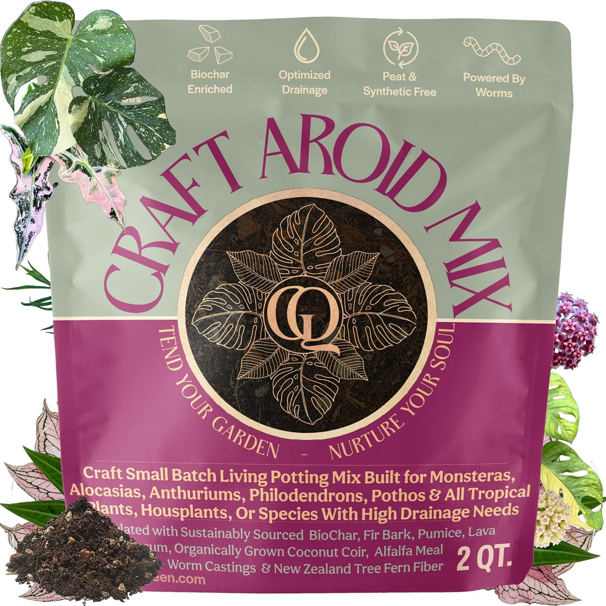 Craft Aroid Potting Mix- Elite Organic Alocasia, Philodendron, Monstera Soil Mix, Chunky, Well