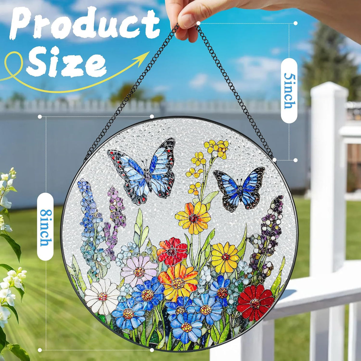 Stained Glass Window Hanging, 8 Inch Stained Glass Suncatcher Ornament, Suncatchers for Windows