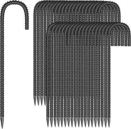 40 Pieces 12-Inch Garden Ground Stakes Galvanized Steel J Shape Hook Rebar Stake - Heavy Duty