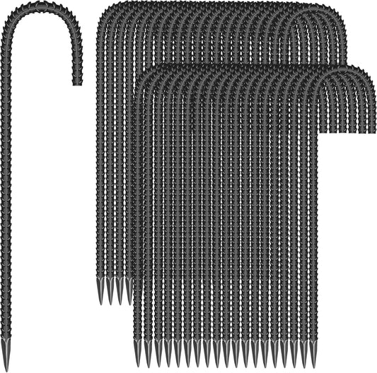 40 Pieces 12-Inch Garden Ground Stakes Galvanized Steel J Shape Hook Rebar Stake - Heavy Duty