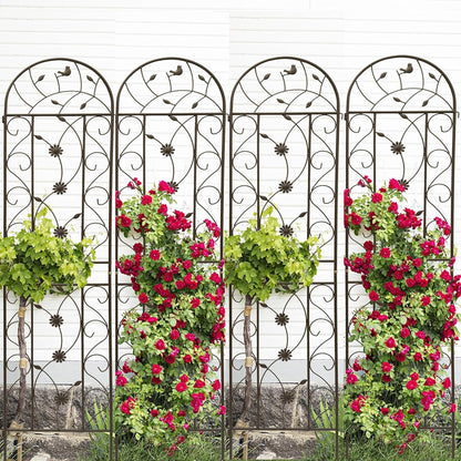 4 Pack Metal Garden Trellis 86.7" Tall Outdoor Climbing Plant Support for Roses, Flowers, Rustproof