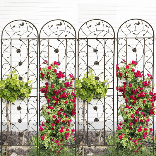 4 Pack Metal Garden Trellis 86.7" Tall Outdoor Climbing Plant Support for Roses, Flowers, Rustproof