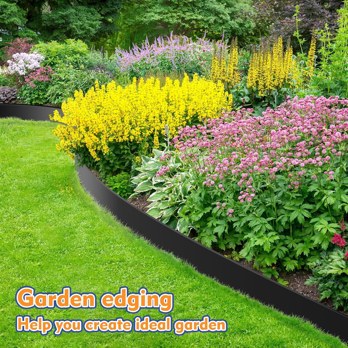 4IN x 33FT Landscape Edging, Garden Edging Borders with 40pcs Metal Stakes, Flexible Plastic Garden