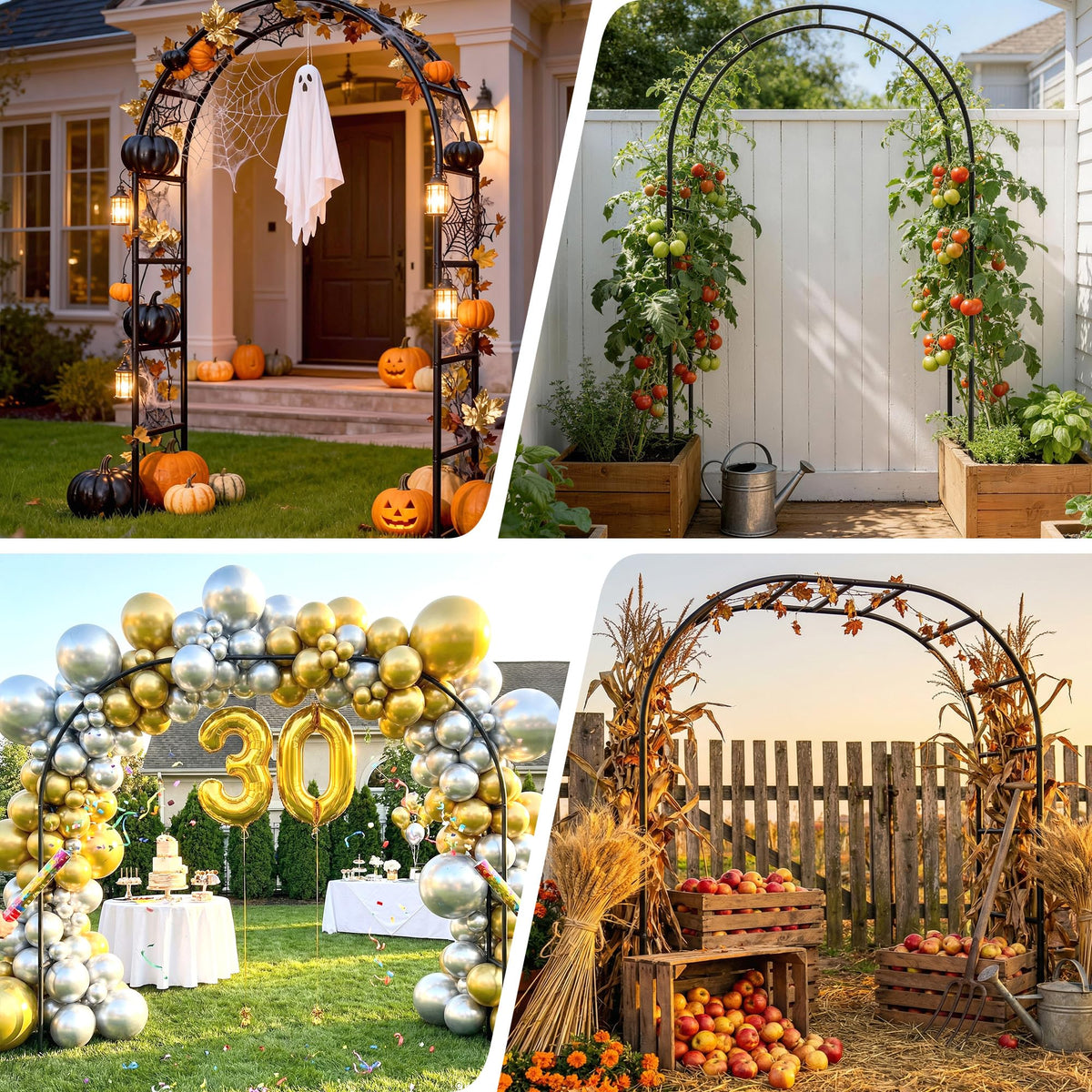 Fecita Thickened Rustproof Garden Arch Metal Trellis for Climbing Plants