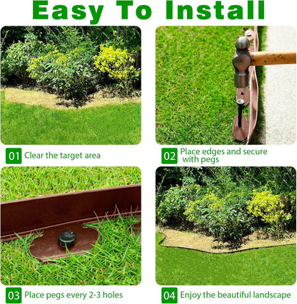Landscape Edging Border 60 FT 2 Inch Tall with 120 Spikes, Plastic Edging for Landscaping, Garden