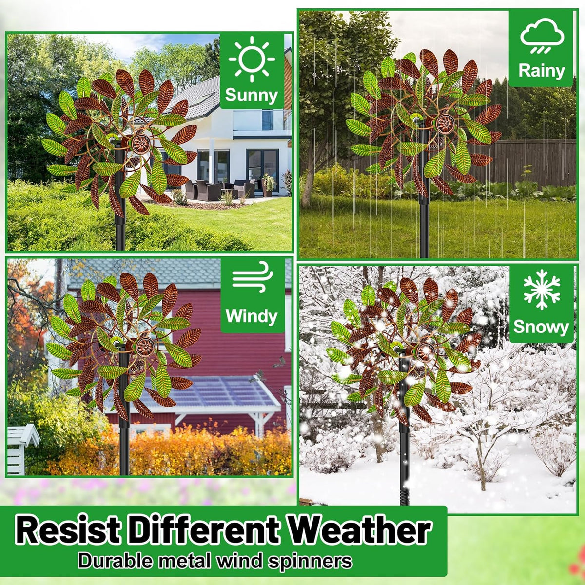 Metal Garden Wind Spinners Outdoor, 360 Degrees Kinetic Yard Windmills Garden Decor for Outside
