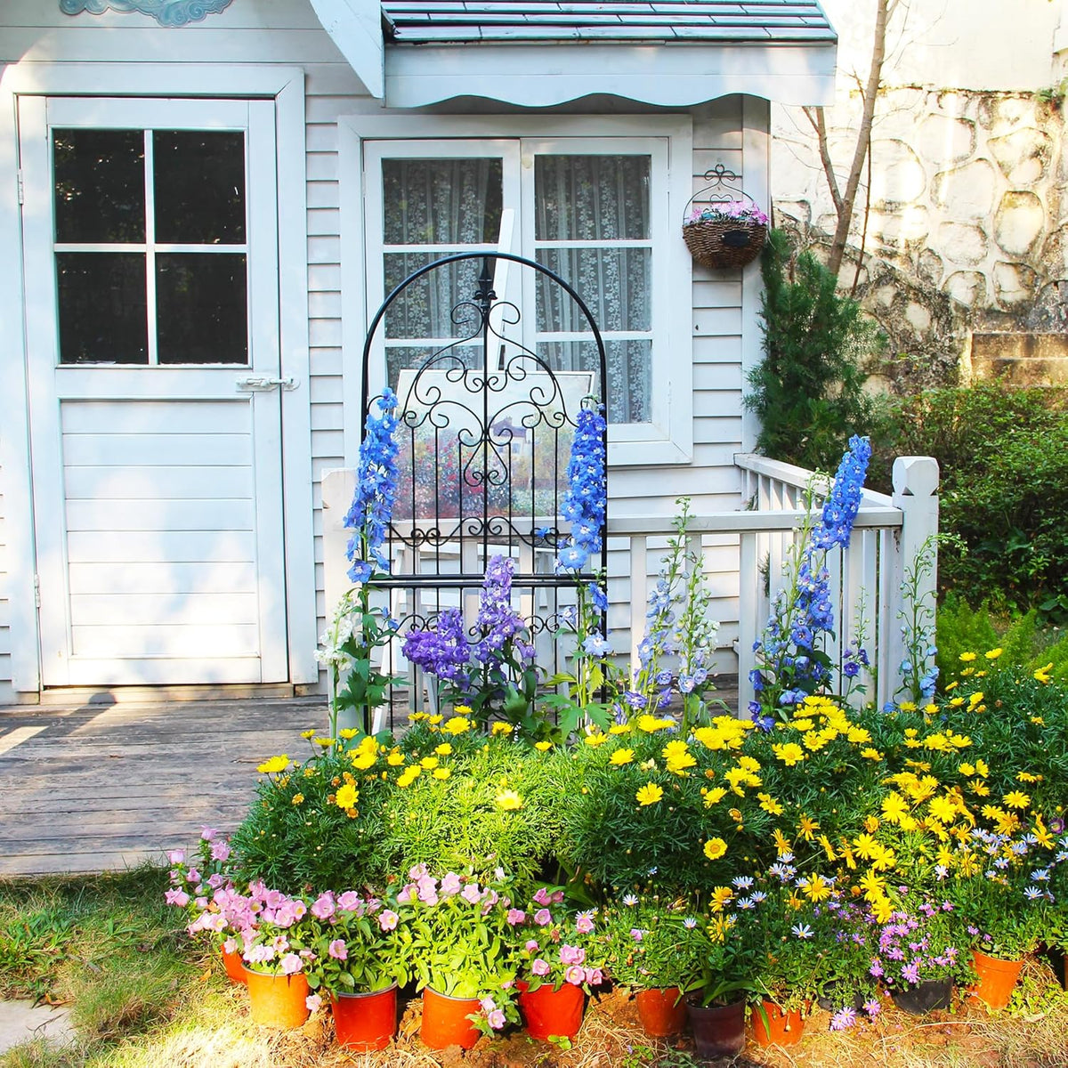Trellis for Climbing Plants 70.8" H x 25.6" W Metal Wrought Iron Outdoor Wall Panel for Vines