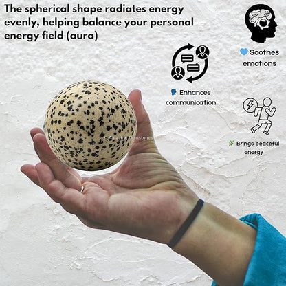Amazing Gemstone Dalmatian Jasper Crystal Ball with Stand - 2 Inches Crystal Sphere Meditation