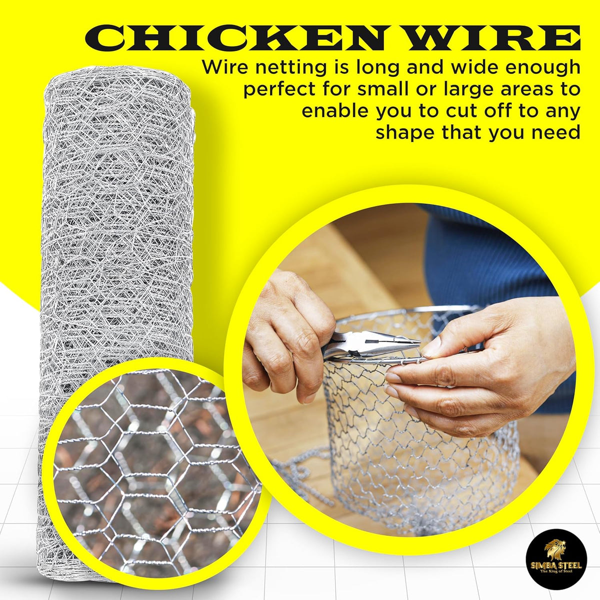 Chicken Wire 12 in x 100 FT x 2” Mesh x 20GA | Poultry Wire Netting | Hot Dipped Galvanised |