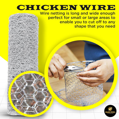 Chicken Wire 12 in x 100 FT x 2” Mesh x 20GA | Poultry Wire Netting | Hot Dipped Galvanised |