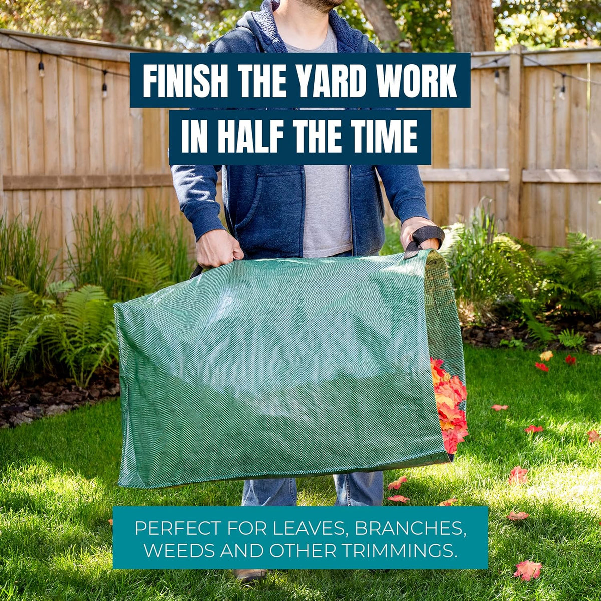 MEKKAPRO Big Gulp Leaf Bags, 2-Pack Lawn Bags with Reinforced Handles, 53 Gallon, Reusable Yard