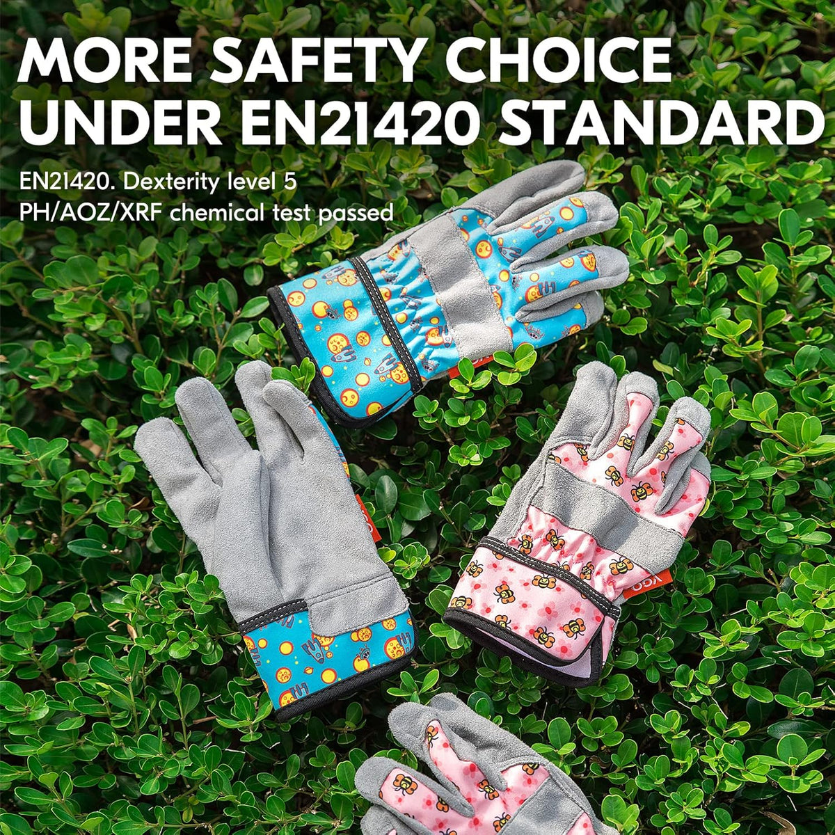 Vgo... 1-Pair Age 3-4 Kids Gardening Gloves,Children Yard Work Gloves,Soft Safety Outdoor Playing