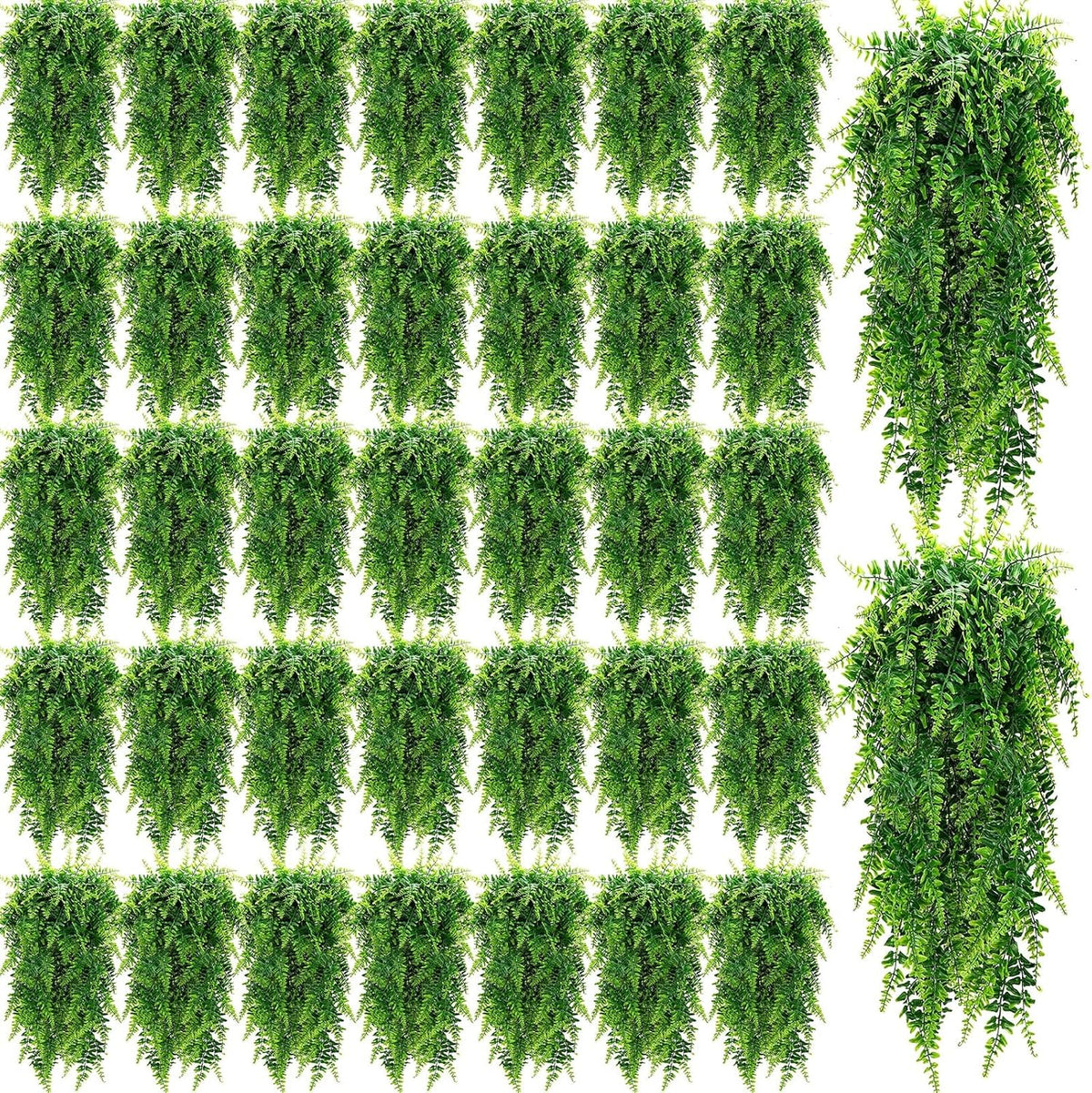 Geosar 104 Pcs Artificial Hanging Plants 32 Inch Hanging Boston Ferns Plastic Fake Plants for Wall