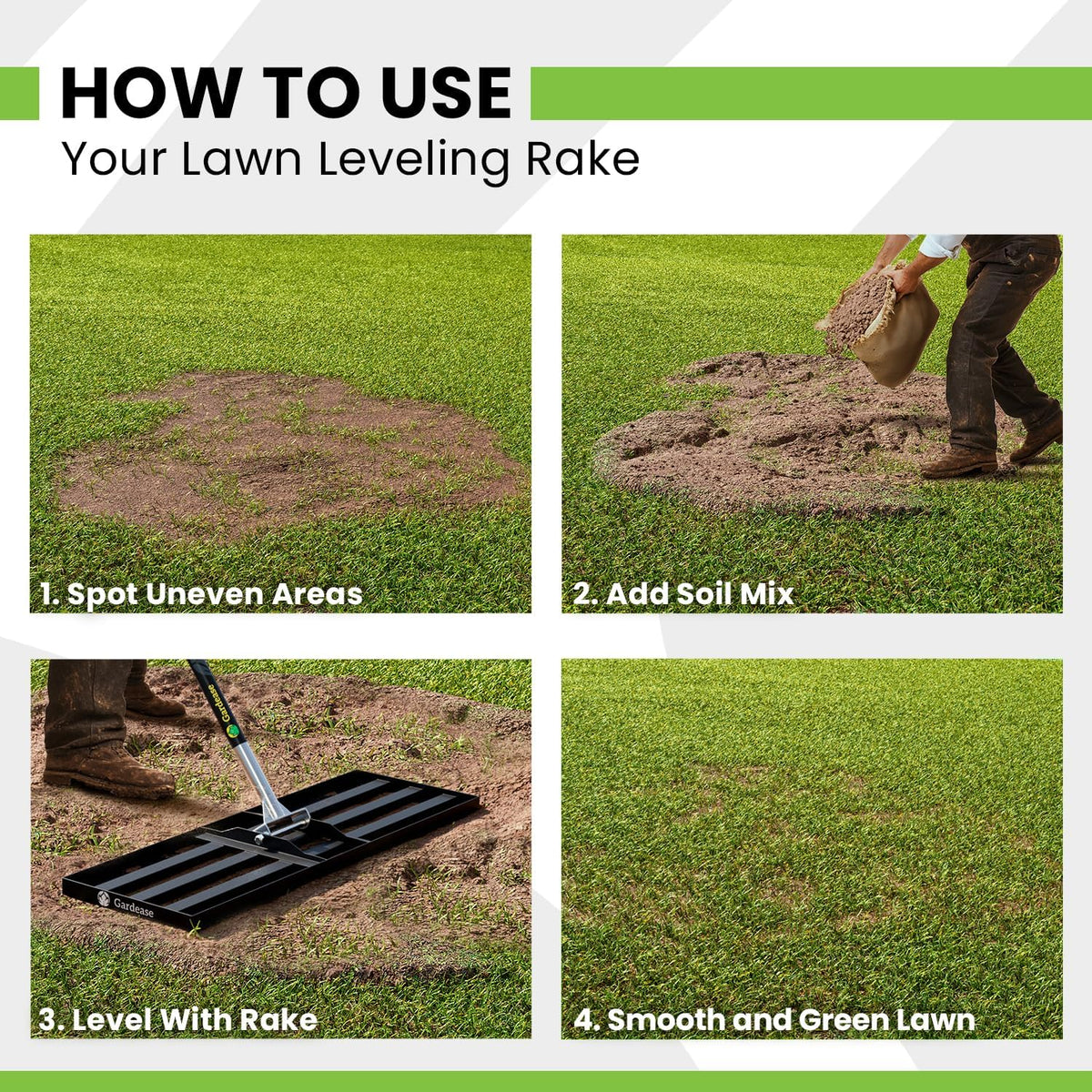 Gardease Lawn Leveling Rake 48" x 10" - Heavy Duty Professional Grade Reinforced Steel Landscape