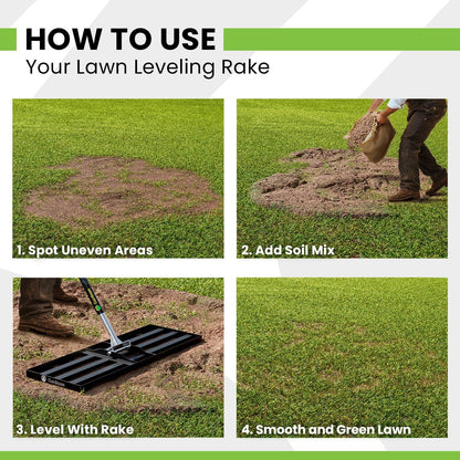 Gardease Lawn Leveling Rake 48" x 10" - Heavy Duty Professional Grade Reinforced Steel Landscape