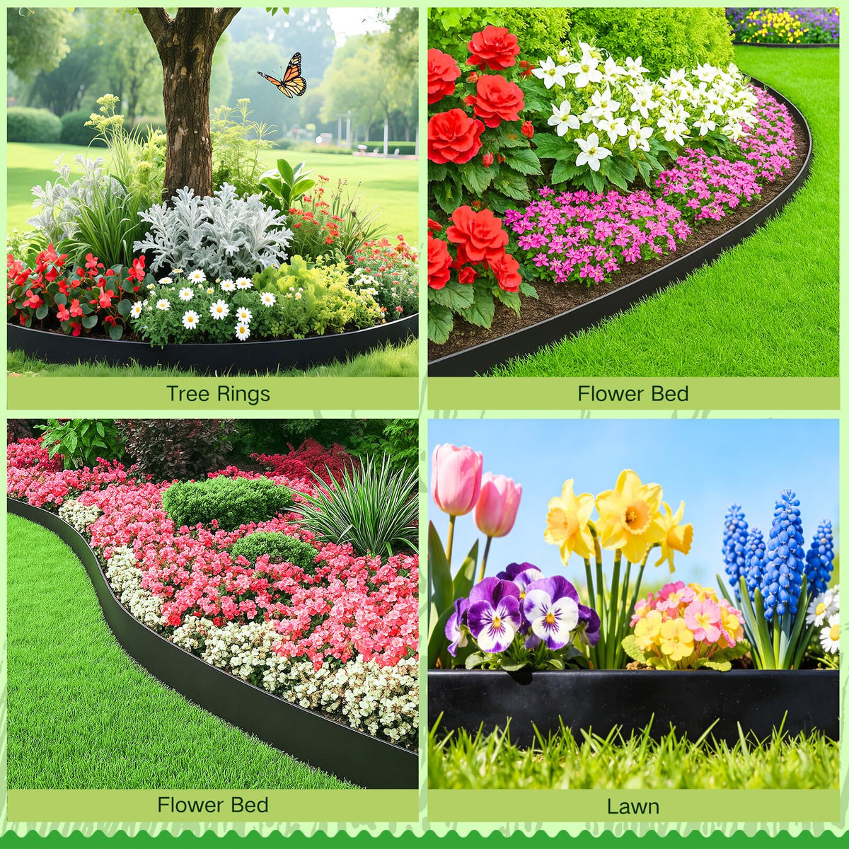Bluepro Landscape Edging, 2 Inch 100 ft Garden Border Edging Upgraded with 150 Steel Stakes