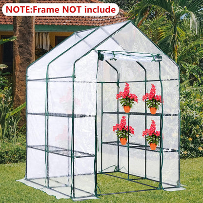 Walk-in Greenhouse Replacement Cover with Roll-Up Zipper Door -56 x 56 x 76 Inch PVC Greenhouse
