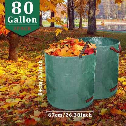Reusable Yard Waste Bags, 3 Packs 80 Gallons Lawn and Leaf Garden Bags with Reinforced Carry