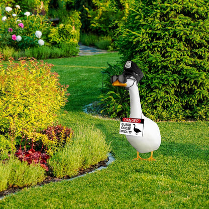 CAMDUCK 3 Pcs Porch Goose Accessories Porch Goose Sign Goose Police Hat Eyeglasses Wooden Gooses