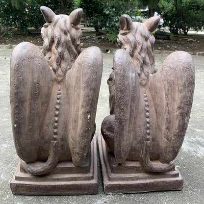 Zaer Ltd. Set of 2 Garden Griffin Statues, Magnesium-Cement Sculptures, 28.3" H Outdoor Entrance