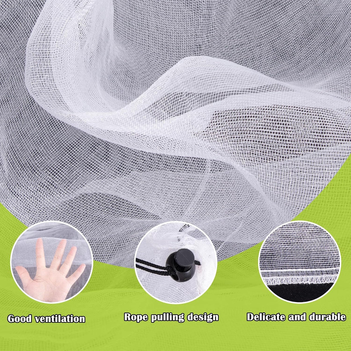 4 Pcs Insect Bird Barrier Tree Net with Drawstring, 4.9 x 3.2 Ft Garden Bird Netting Plant Cover