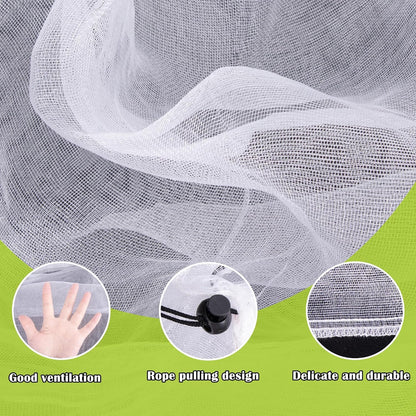 4 Pcs Insect Bird Barrier Tree Net with Drawstring, 4.9 x 3.2 Ft Garden Bird Netting Plant Cover