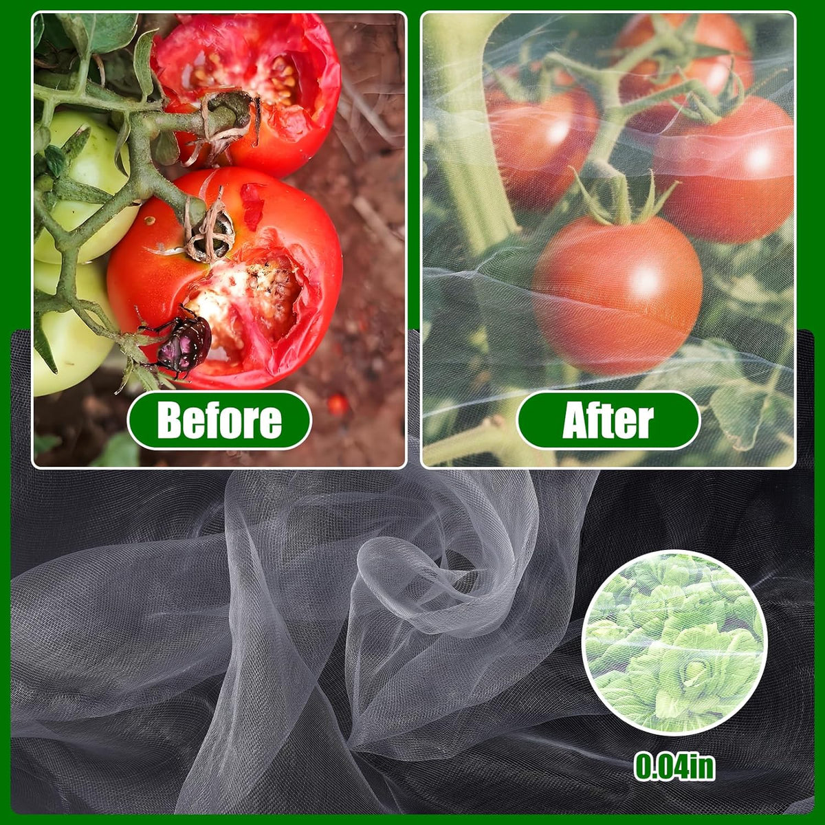 2 Pack Garden Netting, 10 x 33 FT Garden Mesh Netting, Ultra Fine Plant Net Covers, Gardening
