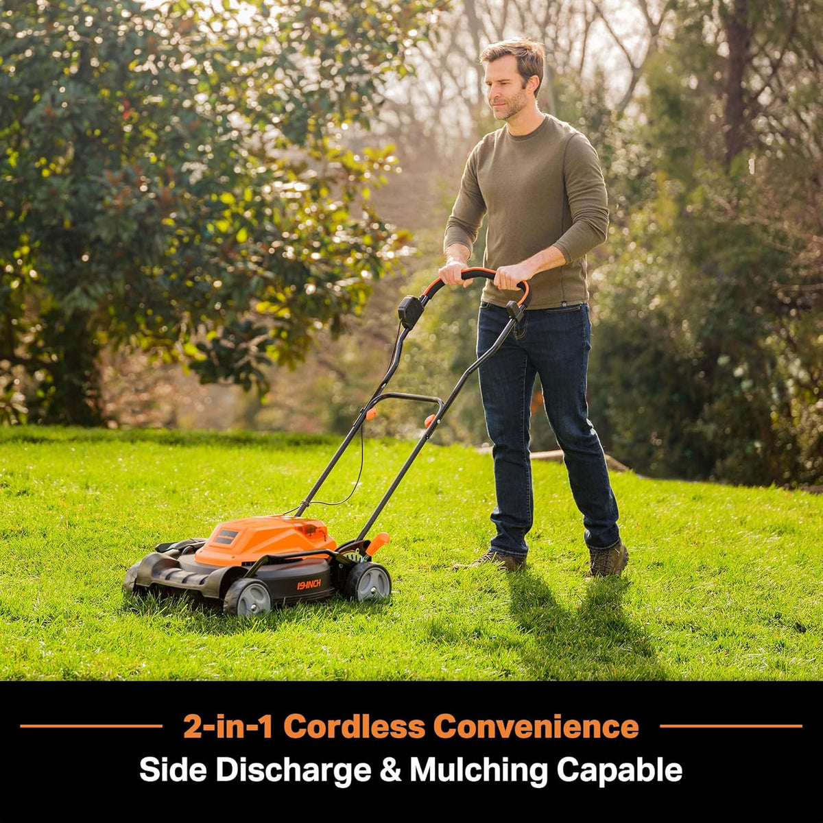 LawnMaster CLMF4819X 19-inch Brushless Cordless Mower with 2X24V MAX* 4.0Ah Battery and a Dual