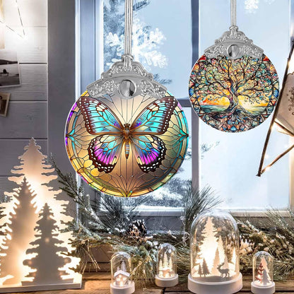 Stained Glass Suncatcher Butterfly Ornament for Christmas, Holidays, Tree Decor, Home Decoration