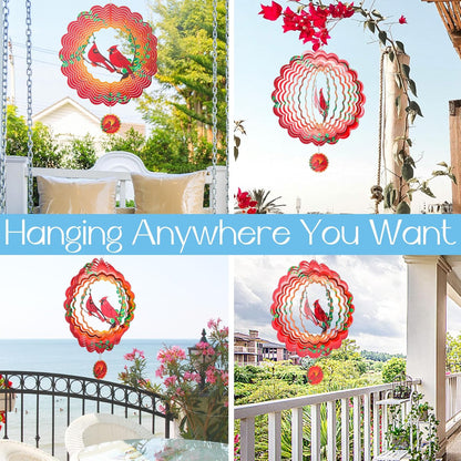 Cardinal Wind Spinners Garden Yard Decor Gift for Women Men, 12 Inch Outdoor Metal 3D Wind Spinner