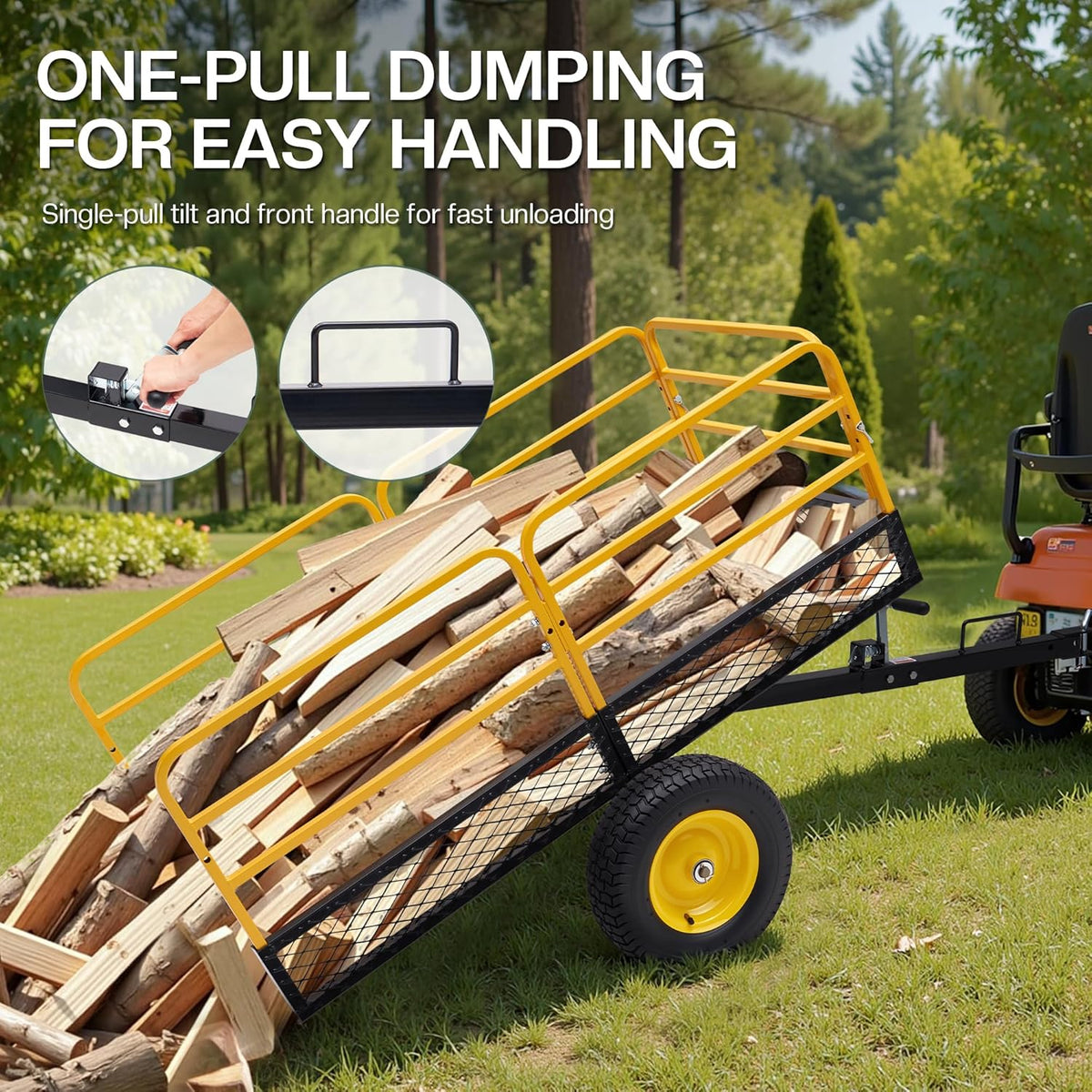 Jocisland Heavy Duty Garden Utility Trailer, 1500 Lbs 20 Cu.Ft ATV UTV Trailer Tow Behind Dump Cart