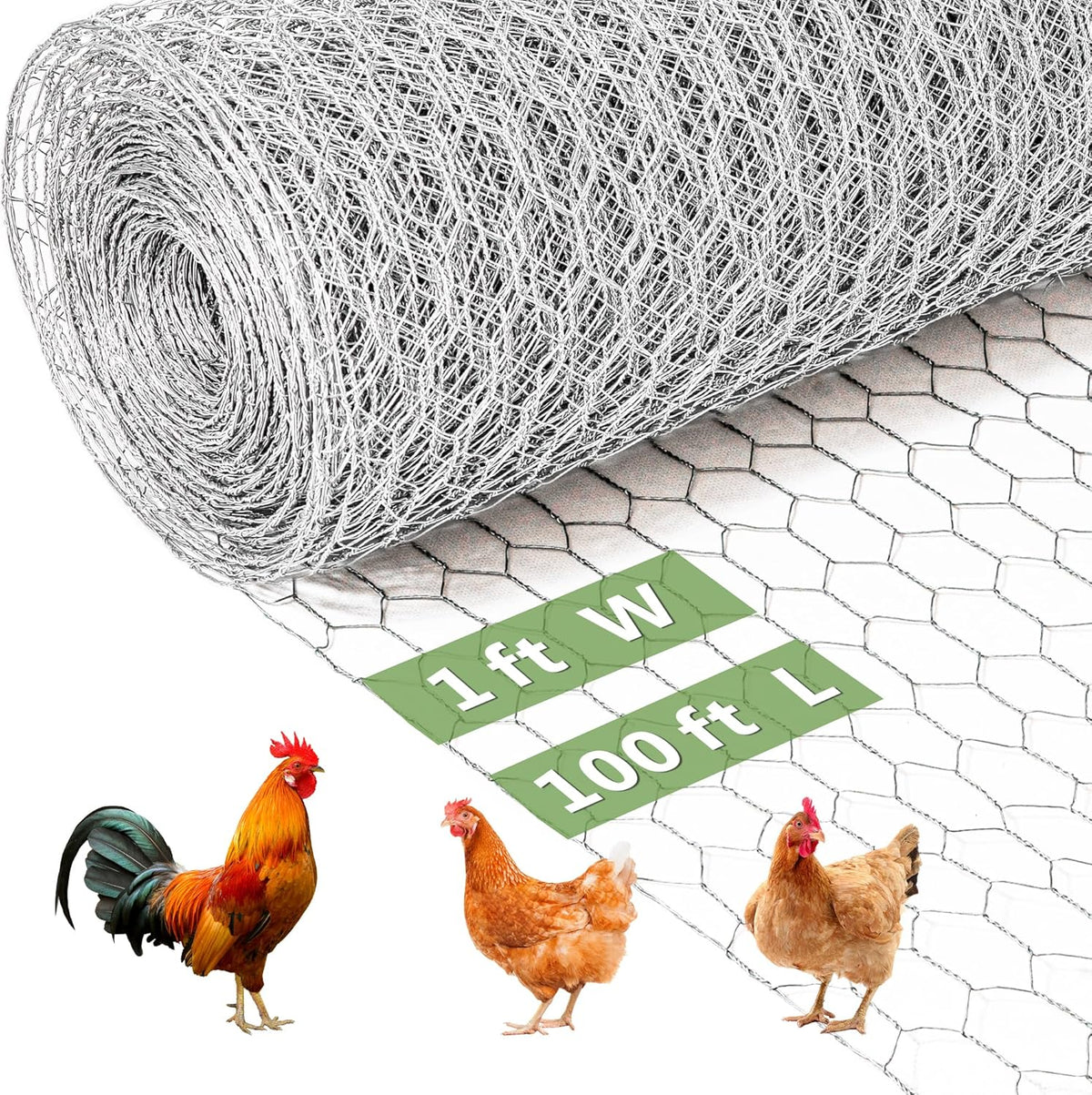 Chicken Wire Fencing Mesh, Galvanized Hexagonal Floral Chicken Wire, Outdoor Anti-Rust Chicken Wire