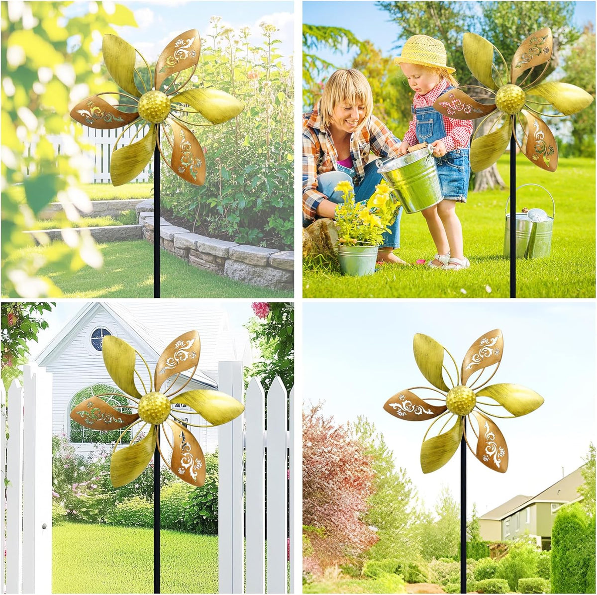 Wind Spinners Outdoor Metal, 10.63" W*37" H Pinwheels for Yard and Garden Decor, Kinetic Wind