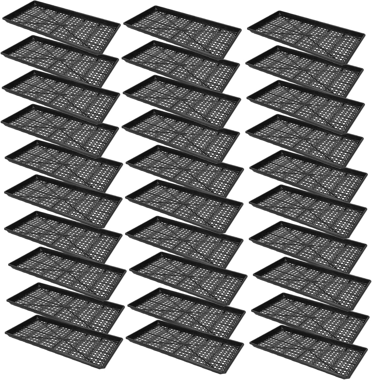 SUNPACK 10" x 20" Heavy Duty Mesh Plastic Seed Starting Tray, Black, 1" (Pack of 30) - Ensures