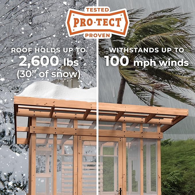 Backyard Discovery Poppy 9' x 6' Cedar Wood and Polycarbonate Walk-in Greenhouse Kit with Exhaust