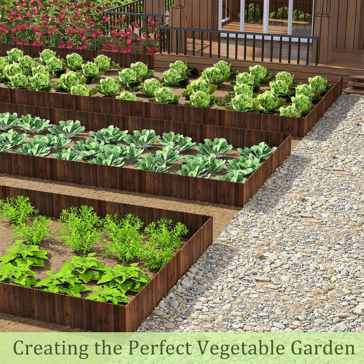 3PACK, 12FT Total Length Wood Garden Edging Border Wooden Garden Fence No Dig Landscape Edging
