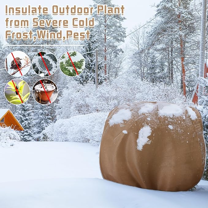 6 Pcs Winter Plant Covers Freeze Protection Reusable Plant Protector Bag with Drawstring Warm