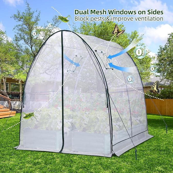 Ohuhu Portable Tunnel Greenhouse Outdoor: Heavy Duty Walk in Green House with Mesh Windows Durable