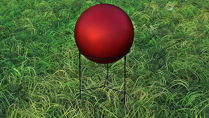 Lulu Decor, Matt Red Stainless Steel Gazing Mirror Ball Size 12 with Stand
