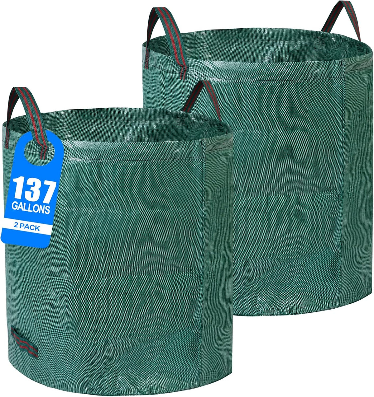 2 Pack 137 Gallons Reusable Yard Waste Bags with Double Bottom Extra Large Lawn Leaf Bags Heavy